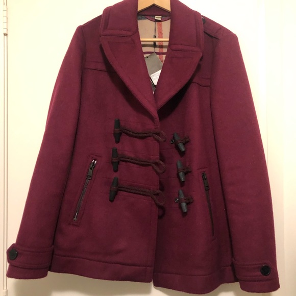 SOLD- Authentic Brand new with tag Burberry Brit purple wool jacket - Picture 1 of 10